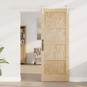 Porta Deslizante vidaXL com Conjunto de Hardware 78x202 cm Madeira Sól