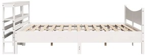Estrutura de cama com cabeceira 200x200 cm pinho maciço branco