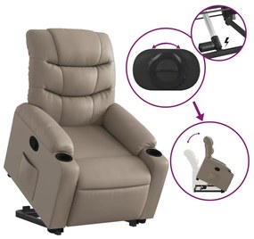 Poltrona reclinável elevatória couro artificial cor cappuccino