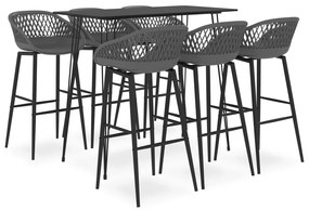 vidaXL 7 pcs conjunto de bar preto e cinzento