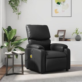 Poltrona de massagens reclinável couro artificial preto