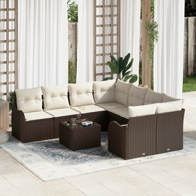 Conjunto de Sofá de Jardim vidaXL de 9 Peças com Almofadas Rattan Poli