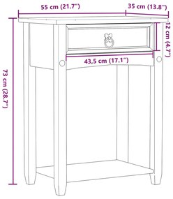 Mesa consola Corona 55x35x73 cm madeira de pinho maciça