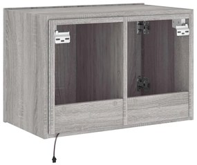 Móvel de parede p/ TV c/ luzes LED 60x35x41 cm cinzento sonoma