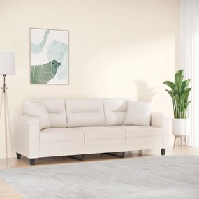 vidaXL Sofá 3 lugares c/ almofadões 180 cm tecido de microfibra bege