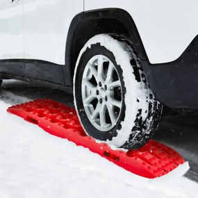 Placas de tração off-road todo o terreno de tração 2 peças para extração e recuperação de veículos de neve Lama 107 x 31 x 7 cm Vermelho