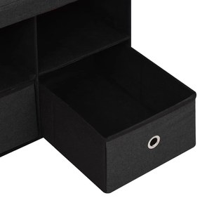 Banco de arrumação dobrável 76x38x38 cm linho falso preto