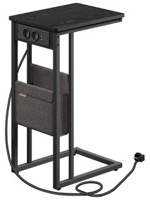 Mesa de apoio em forma de C com 2 tomadas eletricas 30 x 40 x 62 cm preto