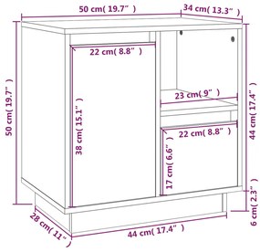 Mesa de cabeceira 50x34x50 cm madeira pinho maciça castanho-mel