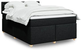 Cama com molas/colchão 160x200 cm tecido preto