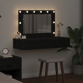 Mesa de Toucador Suspensa com Luzes LED em Carvalho Preto