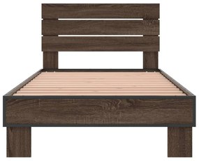 Estrutura de cama derivados de madeira/metal carvalho castanho