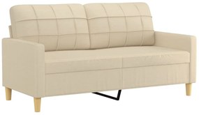 3 pcs conjunto de sofás com almofadas tecido cor creme