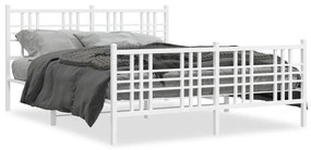 vidaXL Estrutura de cama com cabeceira e pés 160x200 cm metal branco