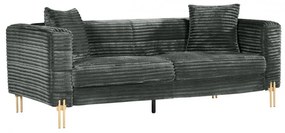 Sofá LARIOS, 3 lugares, 208 x 84 x 71 cm tecido corduroy cinza
