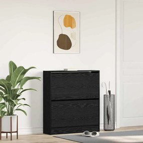 vidaXL Armário para Sapatos com porta Carvalho preto 80 x 21 x 87.5 cm