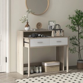 Mesa Consola Moderna de Entrada de 2 Níveis com Trilhos Deslizantes 2