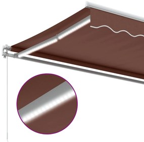 Toldo retrátil manual com luz LED 400x300 cm castanho