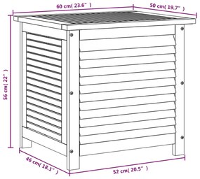Caixa arrumação jardim c/ veneziana 60x50x56 cm acácia maciça