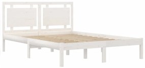 Estrutura de cama 140x200 cm madeira maciça branco