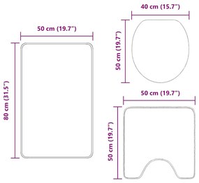 Conjunto de 3 Tapetes de Banho vidaXL Verde Polipropileno Antiderrapan