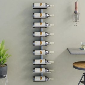 Garrafeira de parede para 9 garrafas ferro branco