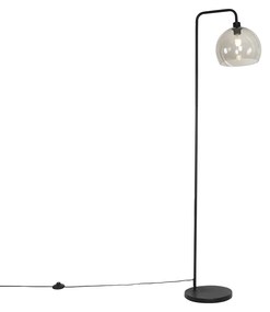 LED Smart vloerlamp zwart met smoke glas incl. Wifi A60 - Maly Moderno