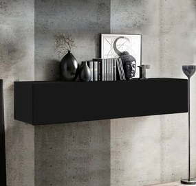 Armário Suspenso Tamel – 160x30 cm – Preto com Porta Alto Brilho e Abe