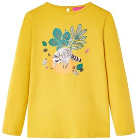 T-shirt de manga comprida para criança cor ocre 128