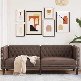 vidaXL Sofá chesterfield 3 lugares couro artificial castanho