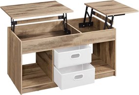 Mesa de centro 50 x 100 x 48 cm com 2 gavetas e compartimentos Castanho-branca