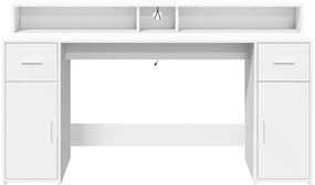 Secretária c/ luzes LED 140x55x91cm derivados de madeira branco