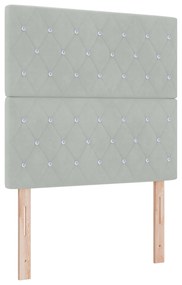 Cama Box Spring com Colchão &amp; Banco Cinzento-Claro 90x190 cm Veludo