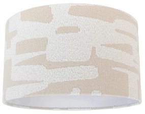 Abajur de tecido branco com riscas bege 35/35/20