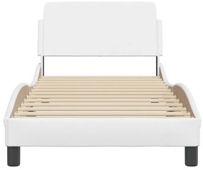 Estrutura de cama c/ cabeceira couro artificial 80x200cm branco
