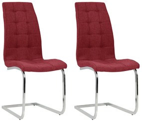 vidaXL Cadeiras de jantar cantilever 2 pcs tecido vermelho tinto