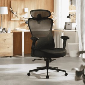 Cadeira Escritório com apoio de cabeça ajustável 70 x 70 x (113-130) cm Preto