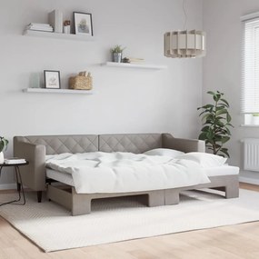 vidaXL Sofá-cama com gavetão 80x200 cm tecido cinzento-acastanhado