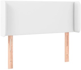 Cabeceira de cama c/ LED couro artificial 93x16x78/88 cm branco