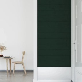 Painel de parede 12 pcs 90x15 cm veludo 1,62m² cor verde-escuro