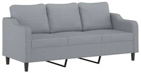 4 pcs conjunto de sofás com almofadas tecido cinzento-claro