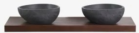 Conjunto De Móvel De Casa De Banho Dupla Suspensa 120x45 Cm Em Madeira De Teca Venetian Madeira De Teca Escura & 2 X - Sklum