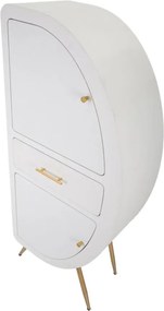 Aparador Venus com 2 Portas e Gaveta – 60x32x133 cm – Branco e Dourado