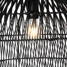 Candeeiro de pé rústico preto com vime - Sam