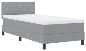Cama Box Spring com Colchão e LED Cinza Claro 90x190 cm Tecido