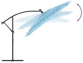 Guarda-sol de jardim com poste de aço 290x290x238 cm azul