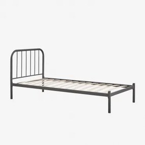 Cama Em Ferro Asteri Cinza Grafito & 90 X 190 Cm - Sklum