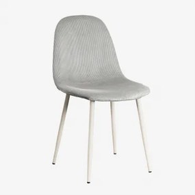 Glamm Estofada Cadeira De Jantar Bombazina Cinzento Visom & Beige Creme & Bombazina - Sklum