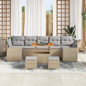 Conjunto de Sofá de Jardim com 10 Peças com Almofadas Bege Rattan Sint