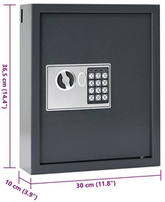 Cofre com Teclado Cinza Escuro Aço, Cromo Médio Fechaduras